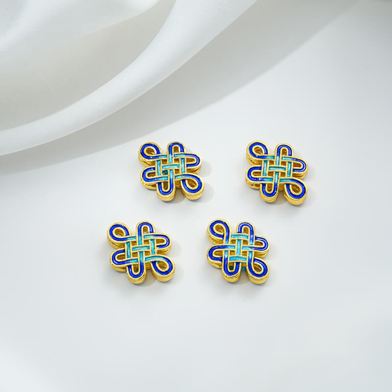 Copper gilded enamel butterfly auspicious cloud lotus Chinese knot back cloud blessing word cloisonne spacer beads