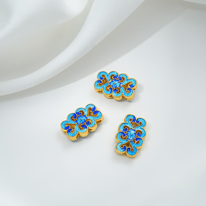 Copper gilded enamel butterfly auspicious cloud lotus Chinese knot back cloud blessing word cloisonne spacer beads