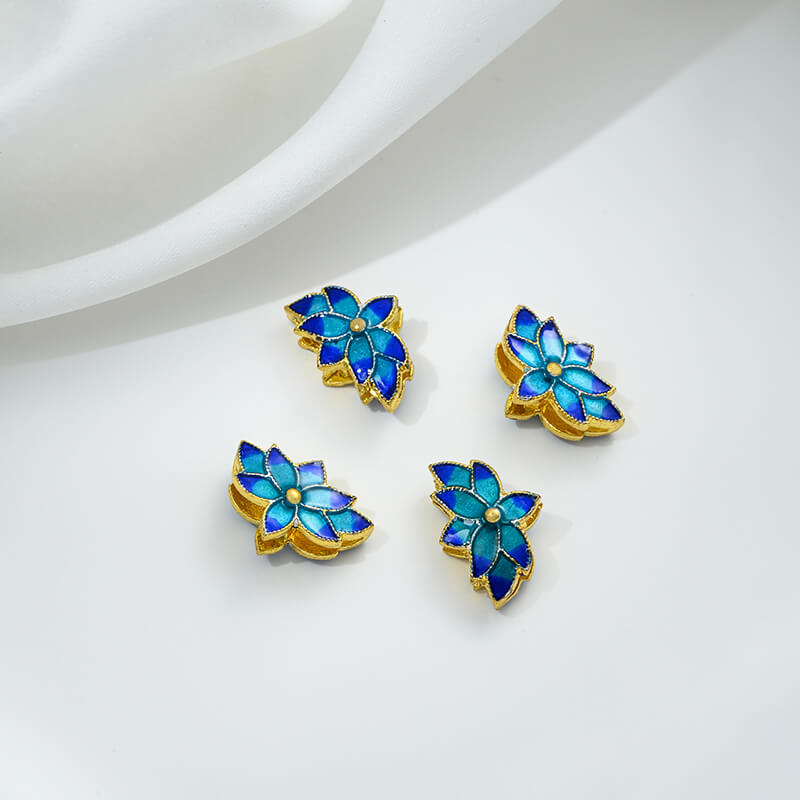 Copper gilded enamel butterfly auspicious cloud lotus Chinese knot back cloud blessing word cloisonne spacer beads