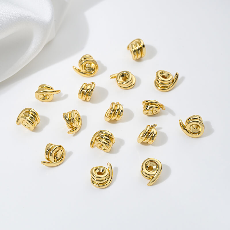Spring beads, twisted snail beads, braided ball spacer beads