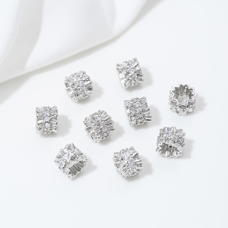 Platinum zircon spacer bead pendant