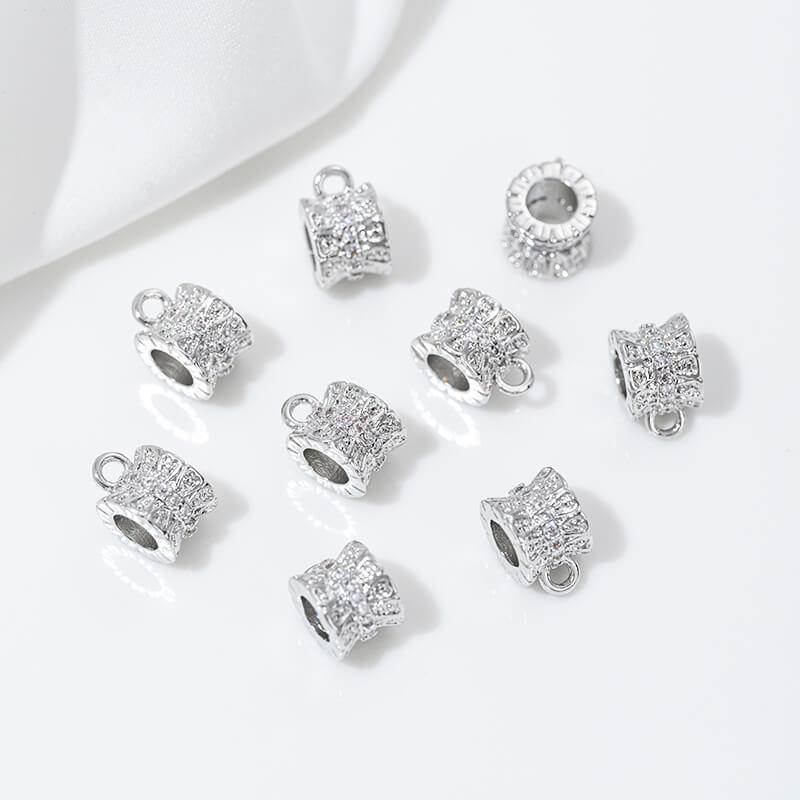Platinum zircon spacer bead pendant