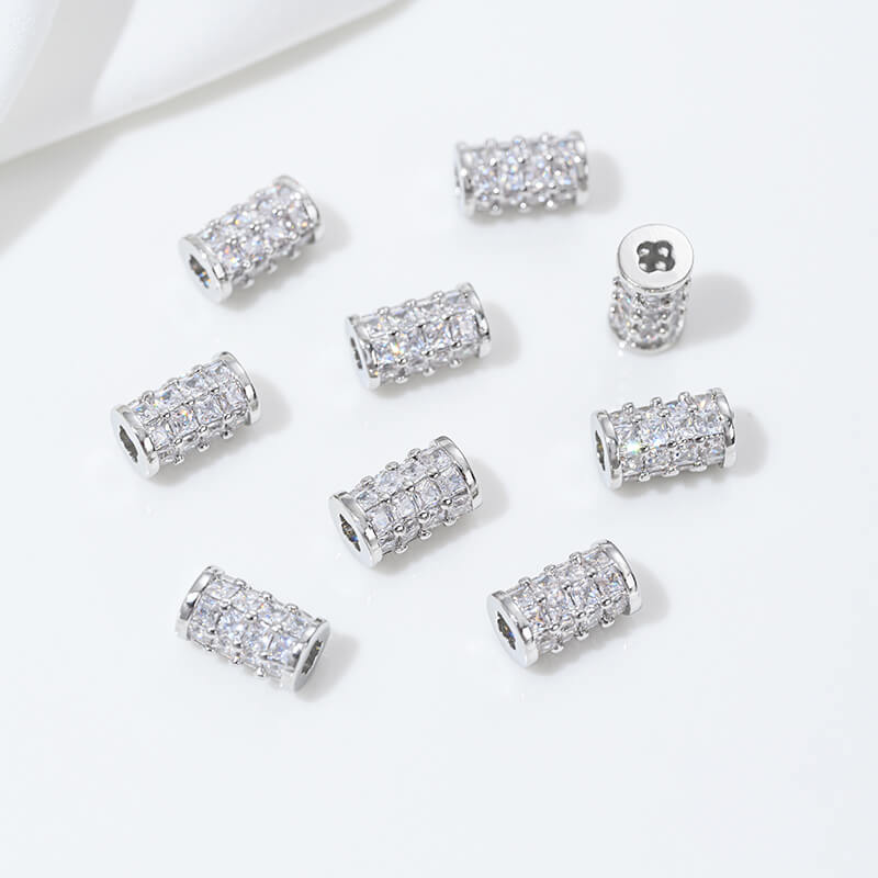Platinum zircon spacer bead pendant