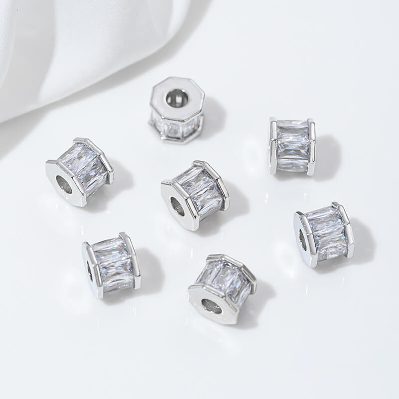 Platinum zircon spacer bead pendant