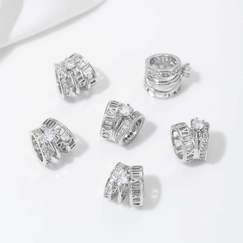 Platinum zircon spacer bead pendant
