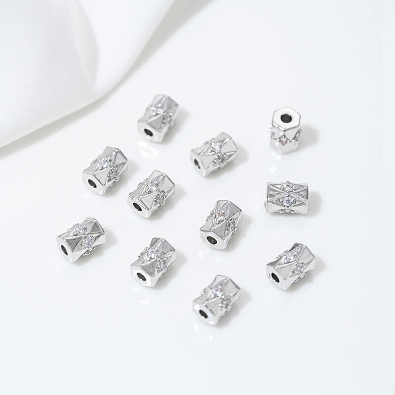 Platinum zircon spacer bead pendant