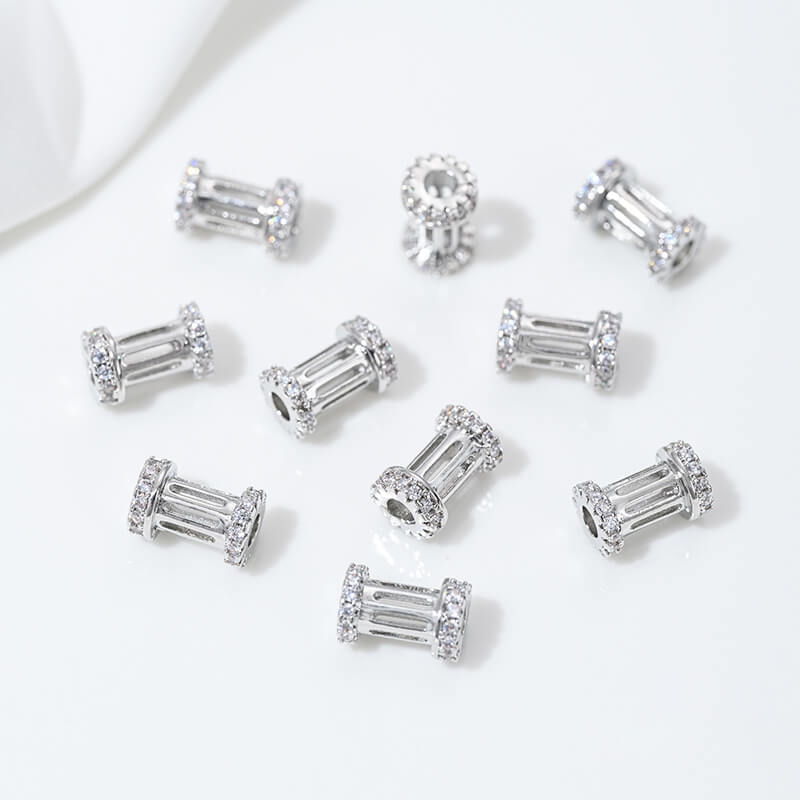 Platinum zircon spacer bead pendant