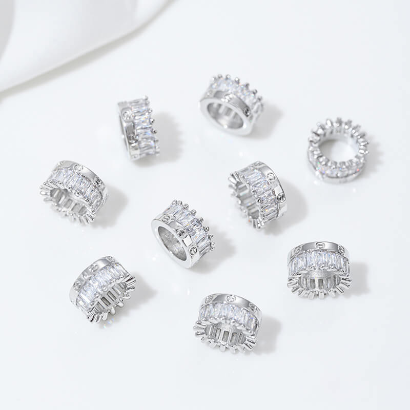 Platinum zircon spacer bead pendant
