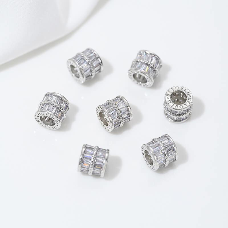 Platinum zircon spacer bead pendant