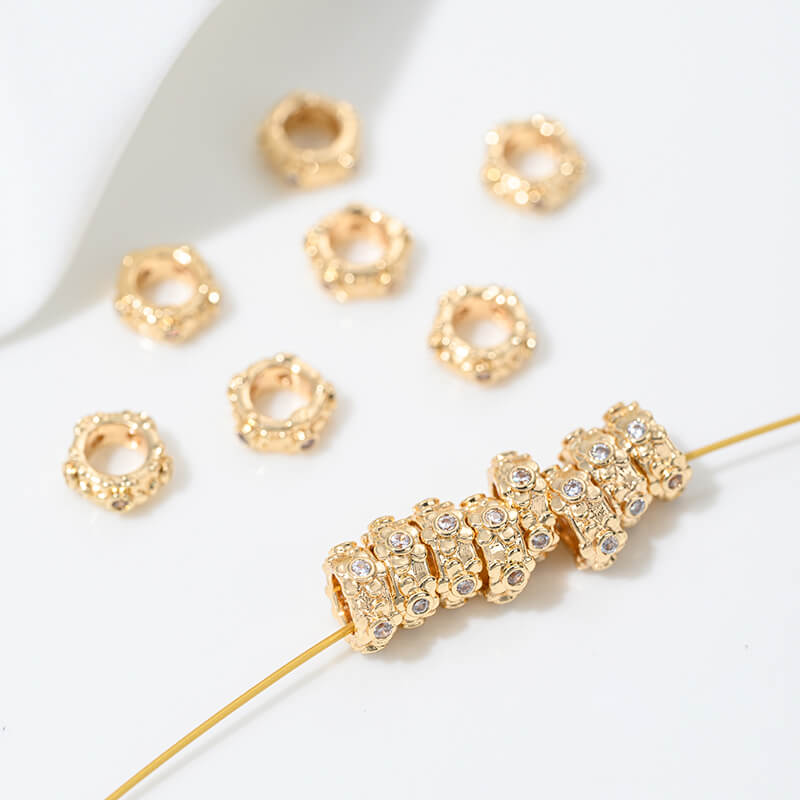 Zircon-inlaid snake-shaped spacer beads, barrel beads, square beads spacers