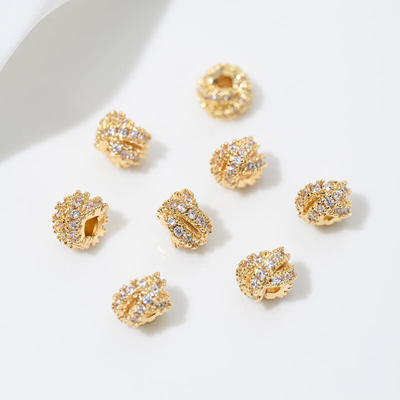 Zircon-inlaid snake-shaped spacer beads, barrel beads, square beads spacers