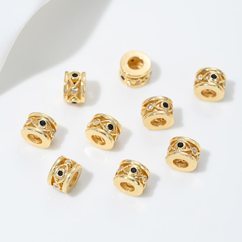 Zircon-inlaid snake-shaped spacer beads, barrel beads, square beads spacers