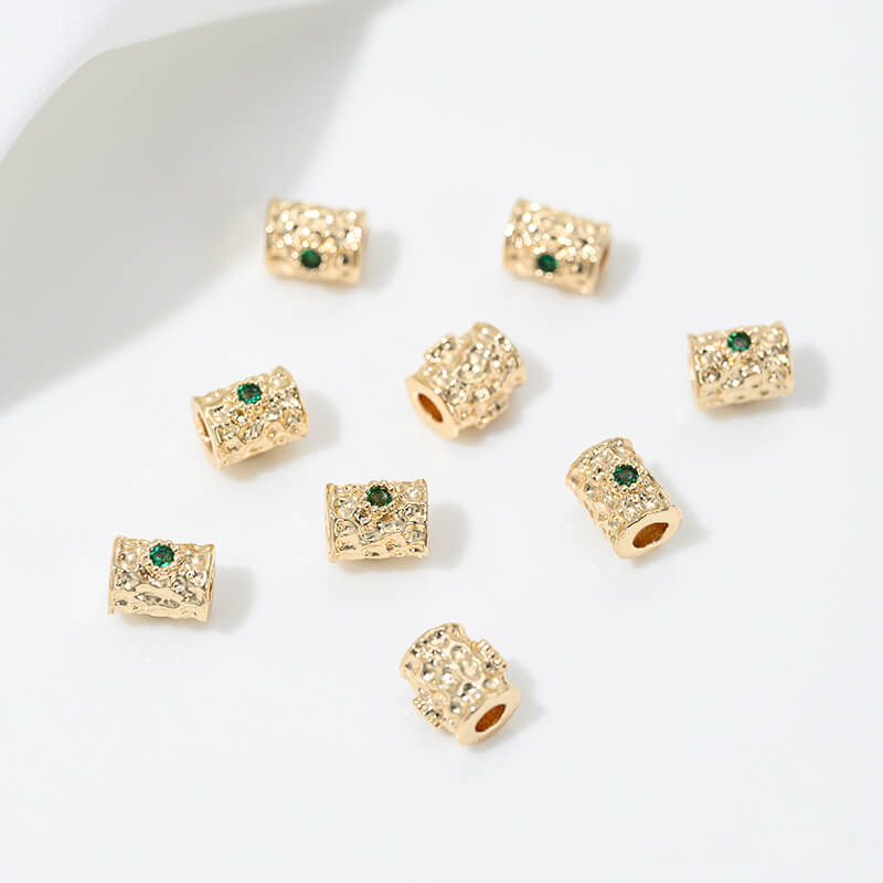Zircon-inlaid snake-shaped spacer beads, barrel beads, square beads spacers