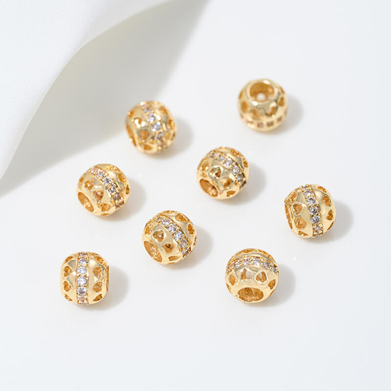 Zircon-inlaid snake-shaped spacer beads, barrel beads, square beads spacers