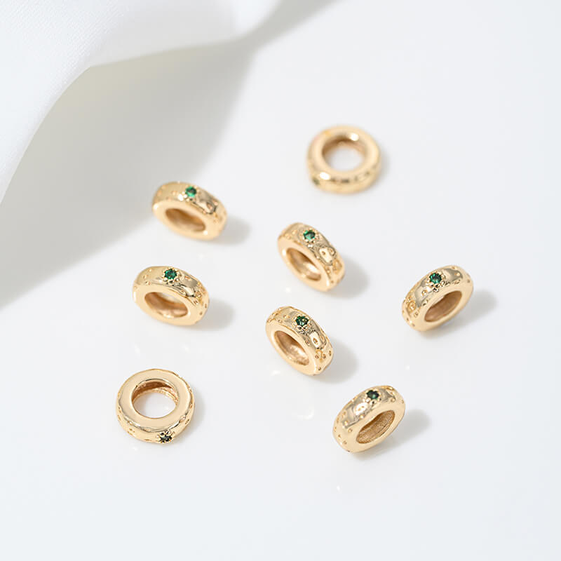 Zircon-inlaid snake-shaped spacer beads, barrel beads, square beads spacers
