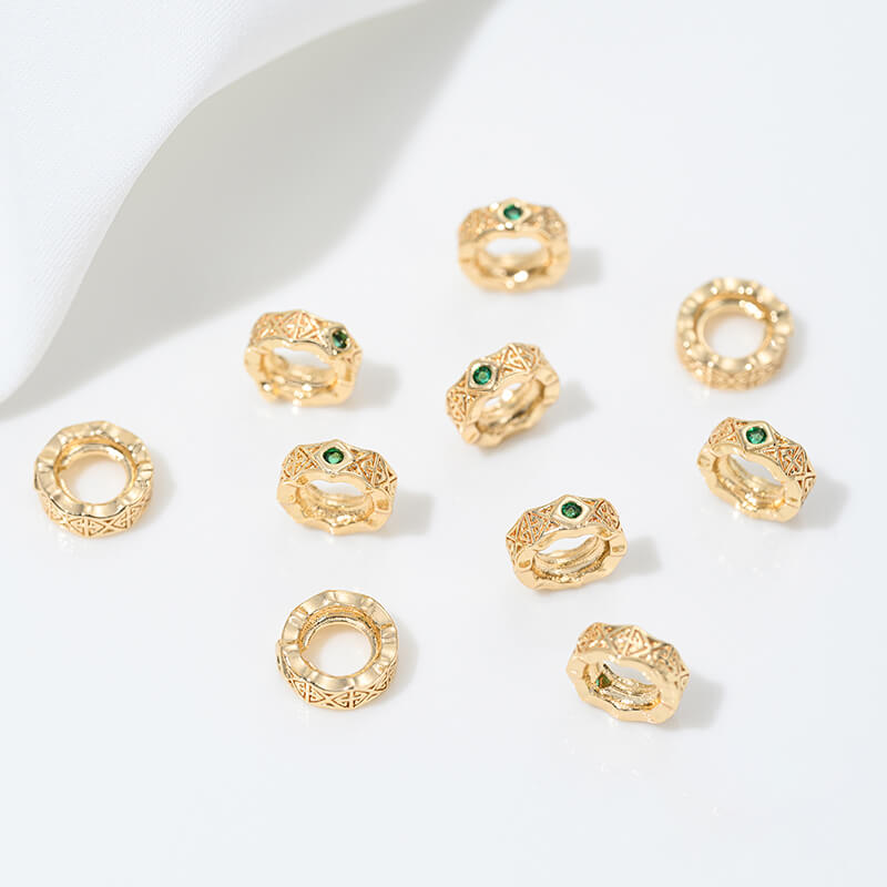 Zircon-inlaid snake-shaped spacer beads, barrel beads, square beads spacers