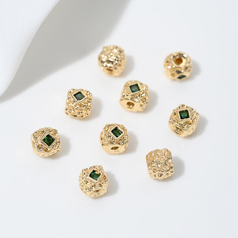 Zircon-inlaid snake-shaped spacer beads, barrel beads, square beads spacers