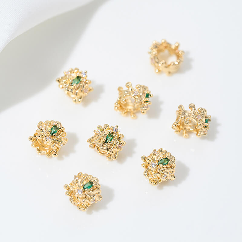 Zircon-inlaid snake-shaped spacer beads, barrel beads, square beads spacers