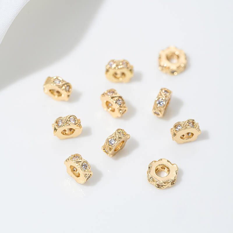 Zircon-inlaid snake-shaped spacer beads, barrel beads, square beads spacers