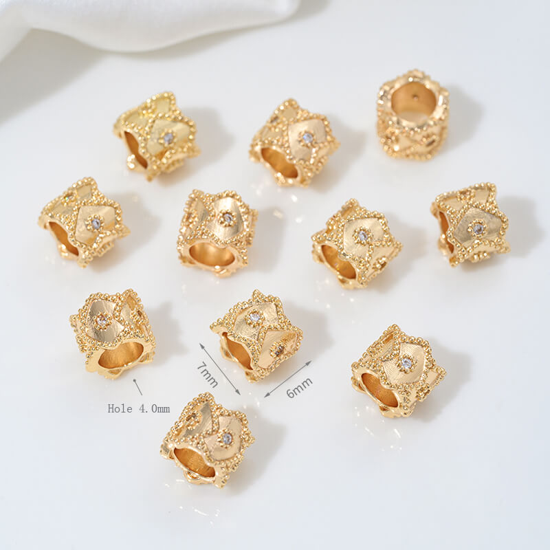 Four-leaf clover lace barrel bead spacer bead large hole clavicle pendant