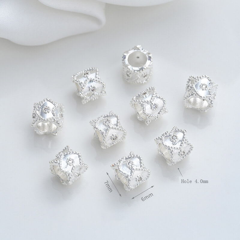 Four-leaf clover lace barrel bead spacer bead large hole clavicle pendant