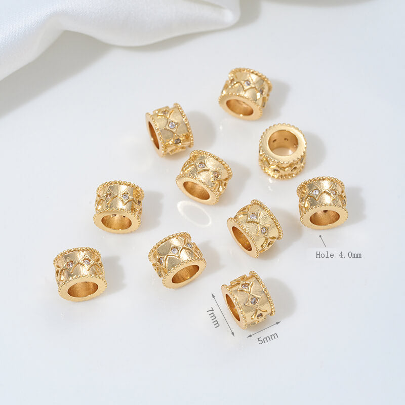 Four-leaf clover lace barrel bead spacer bead large hole clavicle pendant