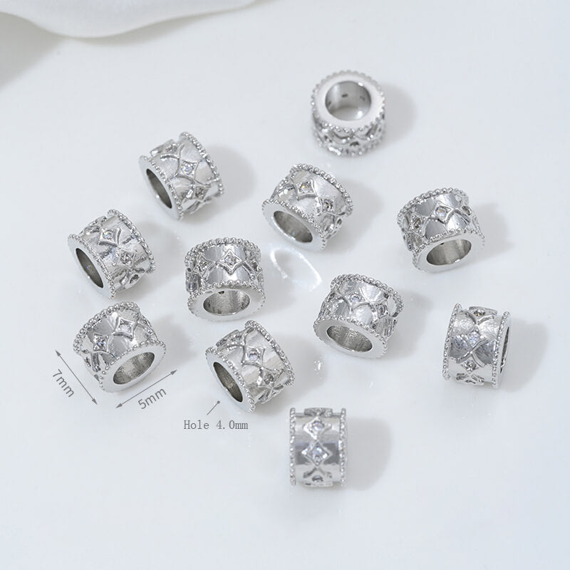 Four-leaf clover lace barrel bead spacer bead large hole clavicle pendant