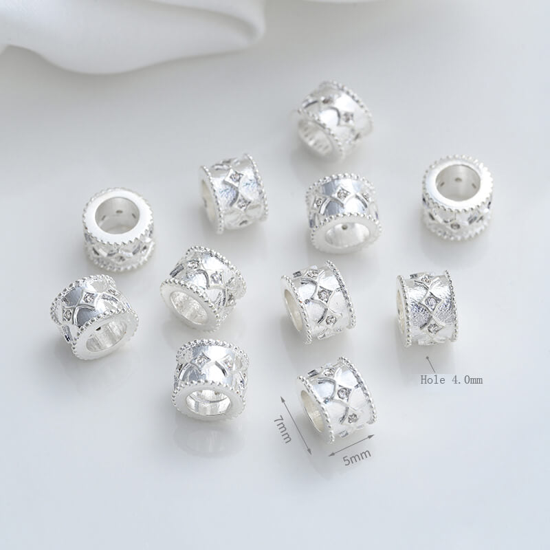 Four-leaf clover lace barrel bead spacer bead large hole clavicle pendant
