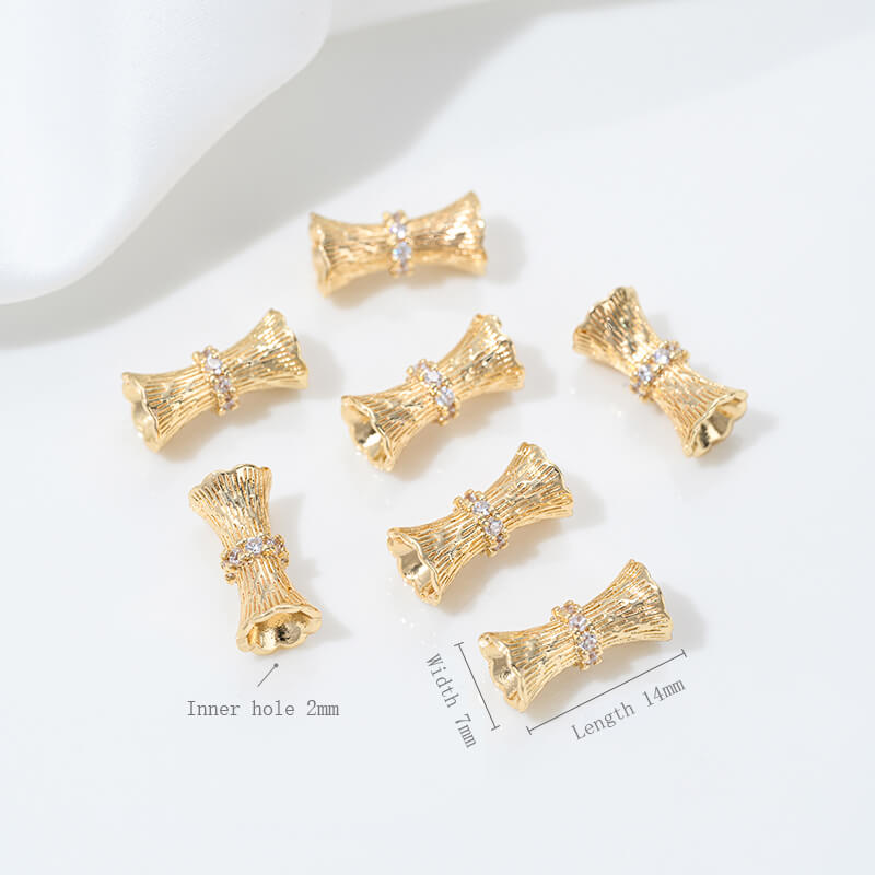Tree pattern barrel beads, small waist spacer beads, double-sided flower holder