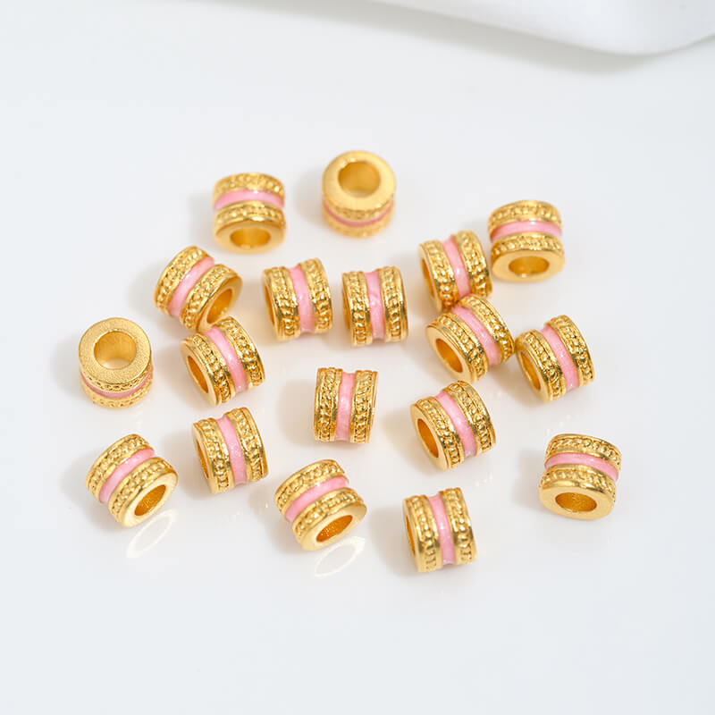Vietnamese gold sand pink oil barrel beads flower-shaped spacer beads