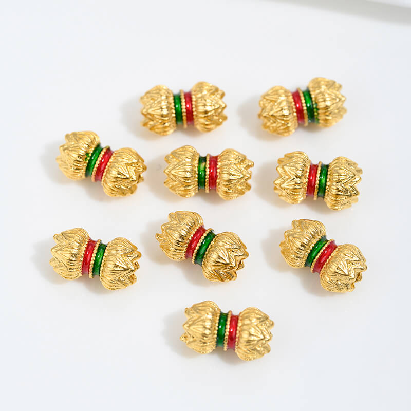 Vietnamese gold sand pink oil barrel beads flower-shaped spacer beads