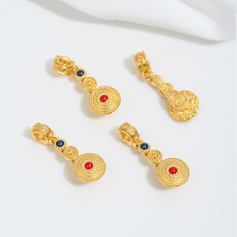 Vietnamese gold sand pink oil barrel beads flower-shaped spacer beads