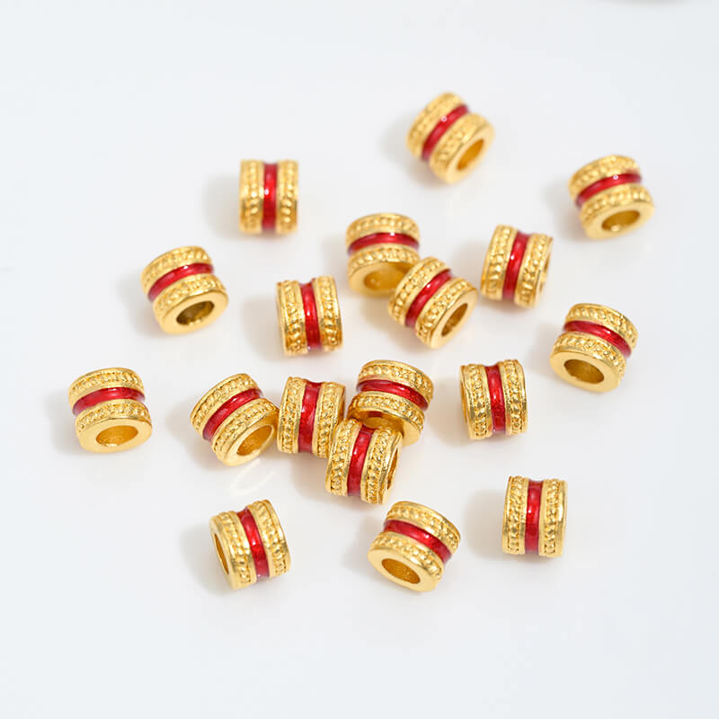 Vietnamese gold sand pink oil barrel beads flower-shaped spacer beads