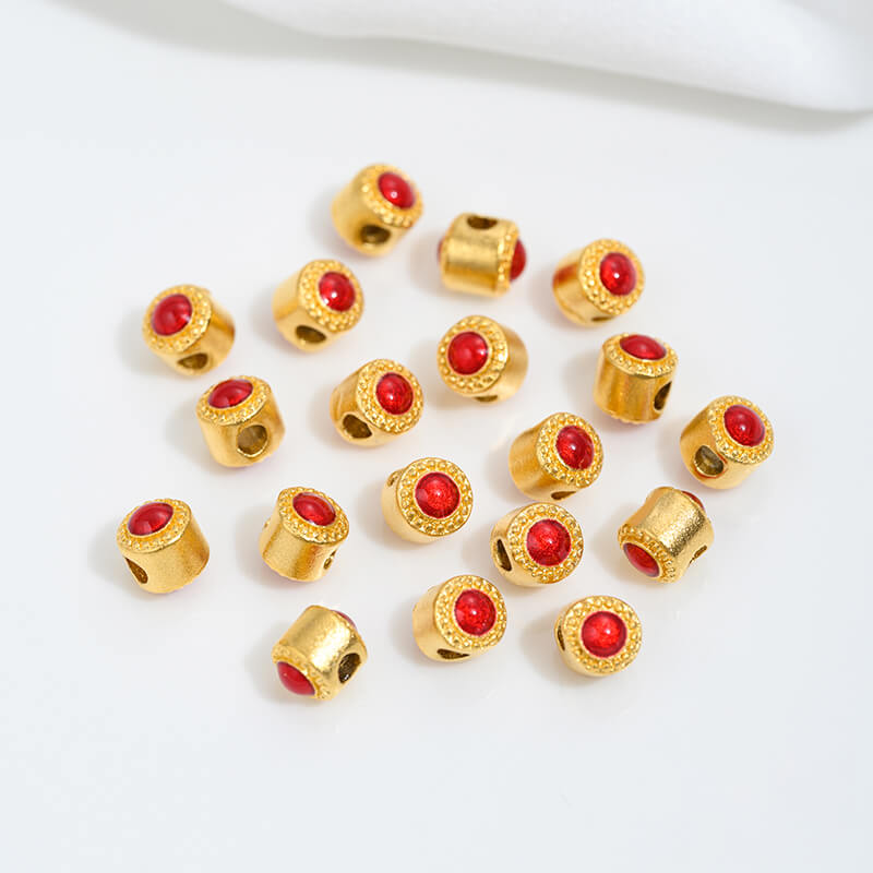 Vietnamese gold sand pink oil barrel beads flower-shaped spacer beads