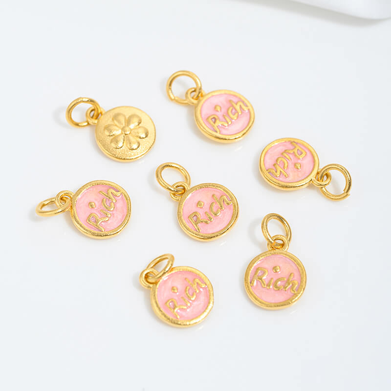 Vietnamese gold sand pink oil barrel beads flower-shaped spacer beads