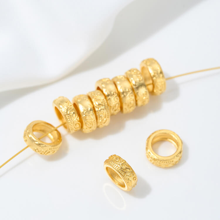 Sand gold spacer with large hole, bead spacer and bead ring
