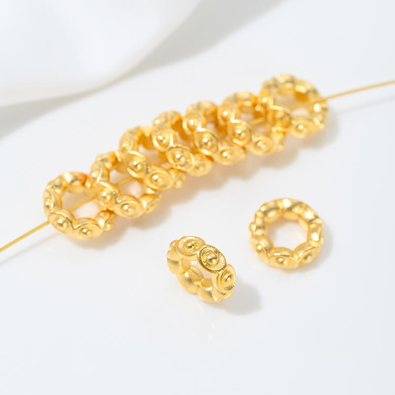 Sand gold spacer with large hole, bead spacer and bead ring