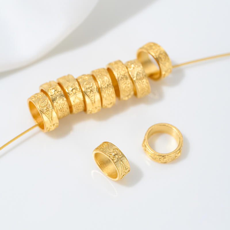 Sand gold spacer with large hole, bead spacer and bead ring