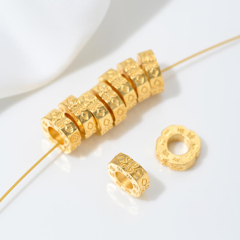 Sand gold spacer with large hole, bead spacer and bead ring
