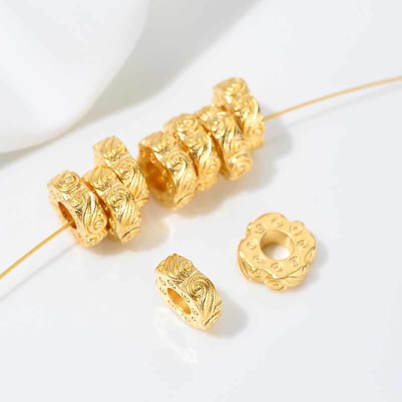 Sand gold spacer with large hole, bead spacer and bead ring