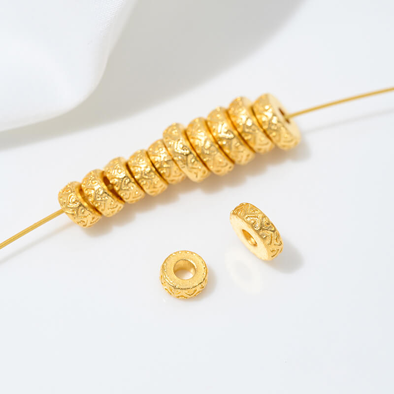 Sand gold spacer with large hole, bead spacer and bead ring