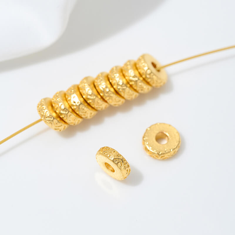 Sand gold spacer with large hole, bead spacer and bead ring