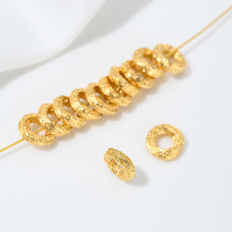 Sand gold spacer with large hole, bead spacer and bead ring