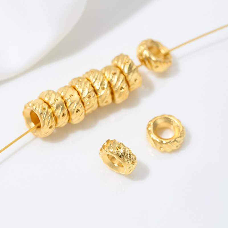 Sand gold spacer with large hole, bead spacer and bead ring