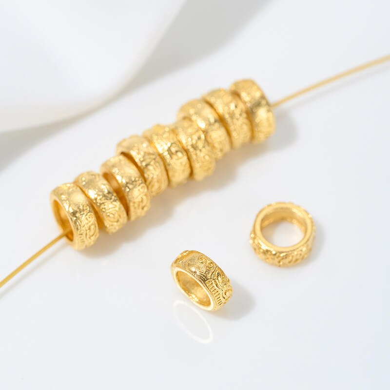 Sand gold spacer with large hole, bead spacer and bead ring
