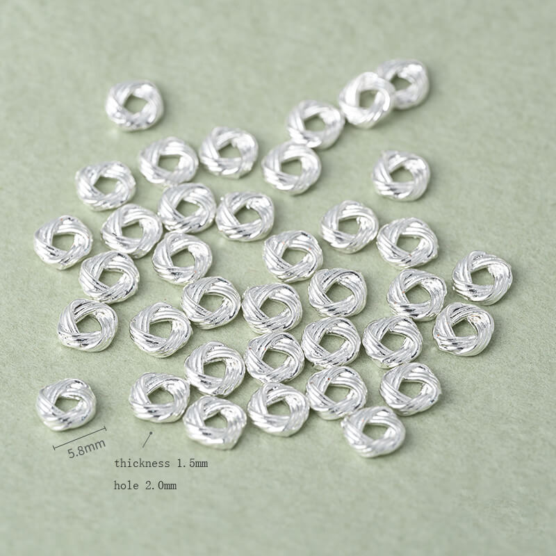 Copper-clad thick sterling silver irregular stone-shaped spacer beads