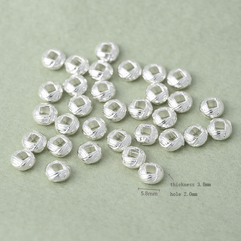 Copper-clad thick sterling silver irregular stone-shaped spacer beads
