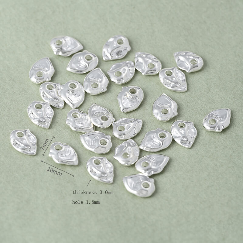 Copper-clad thick sterling silver irregular stone-shaped spacer beads