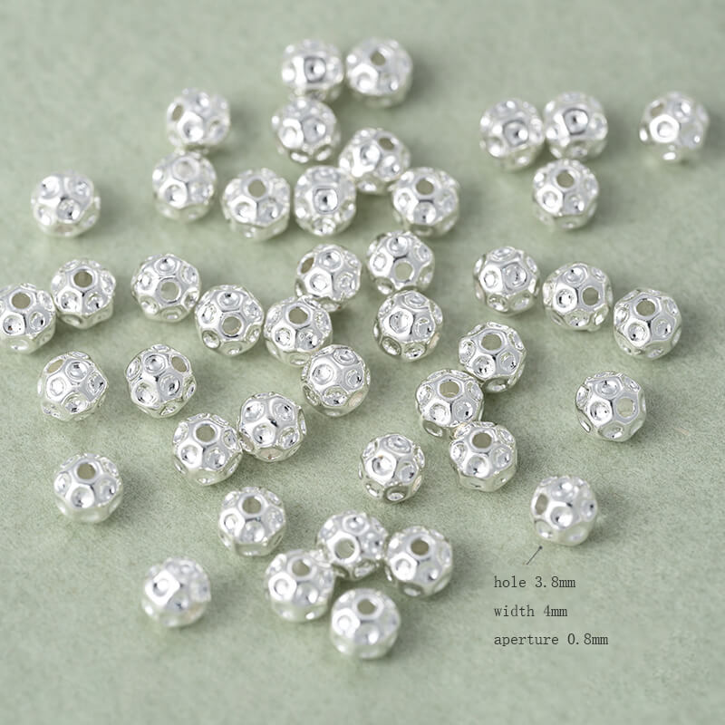 Copper-clad thick sterling silver irregular stone-shaped spacer beads