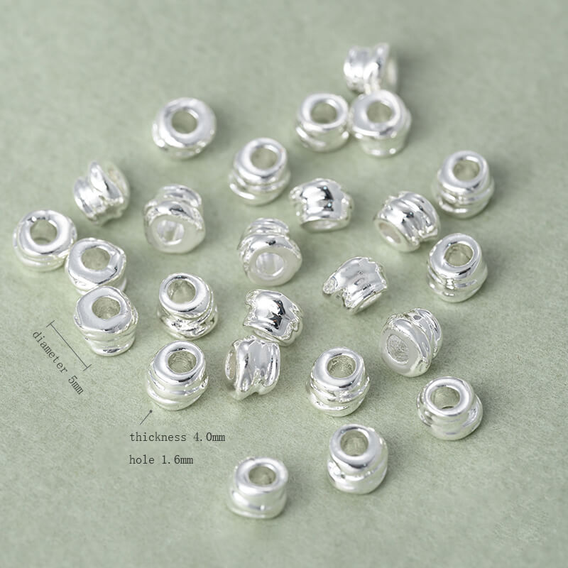 Copper-clad thick sterling silver irregular stone-shaped spacer beads